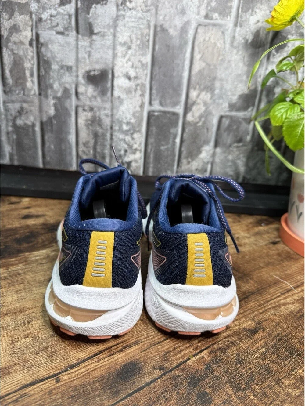 ASICS 1012B350 Women’s Blue Low Top Lace-Up Logo Knit Sneakers Rubber Outsole